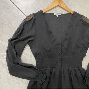 Patrons of Peace Black Long Sleeve Dress with Button Detail